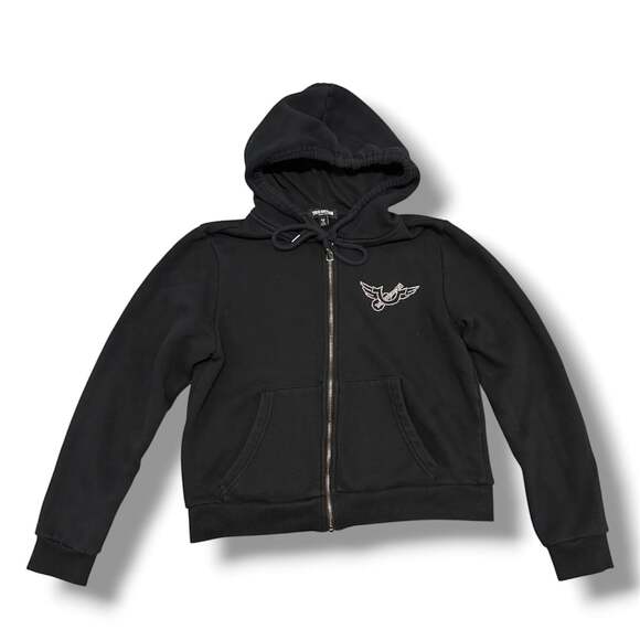 True Religion Tops - True Religion Crystal Zip Hoodie Size Large Black